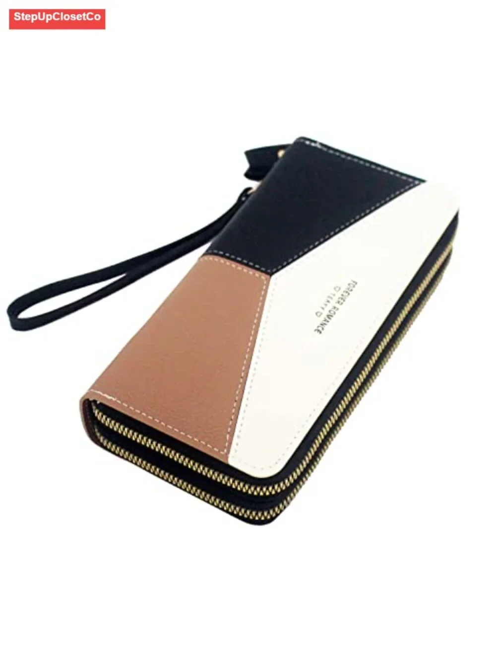 Large Capacity Double Zip Wristlet Wallet for Women with 15 Storage Spaces